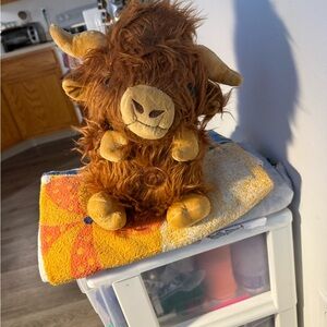 Adorable Fluffy Highland Cow Plush - Brown and Tan